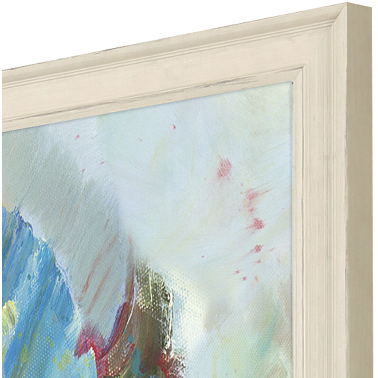 Aqua Leaf Blue and Green and Turquoise and Yellow Framed Art