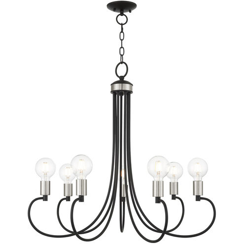 Bari 7 Light 30 inch Black with Brushed Nickel Accents Chandelier Ceiling Light