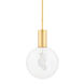 Gio 1 Light 11 inch Aged Brass Pendant Ceiling Light