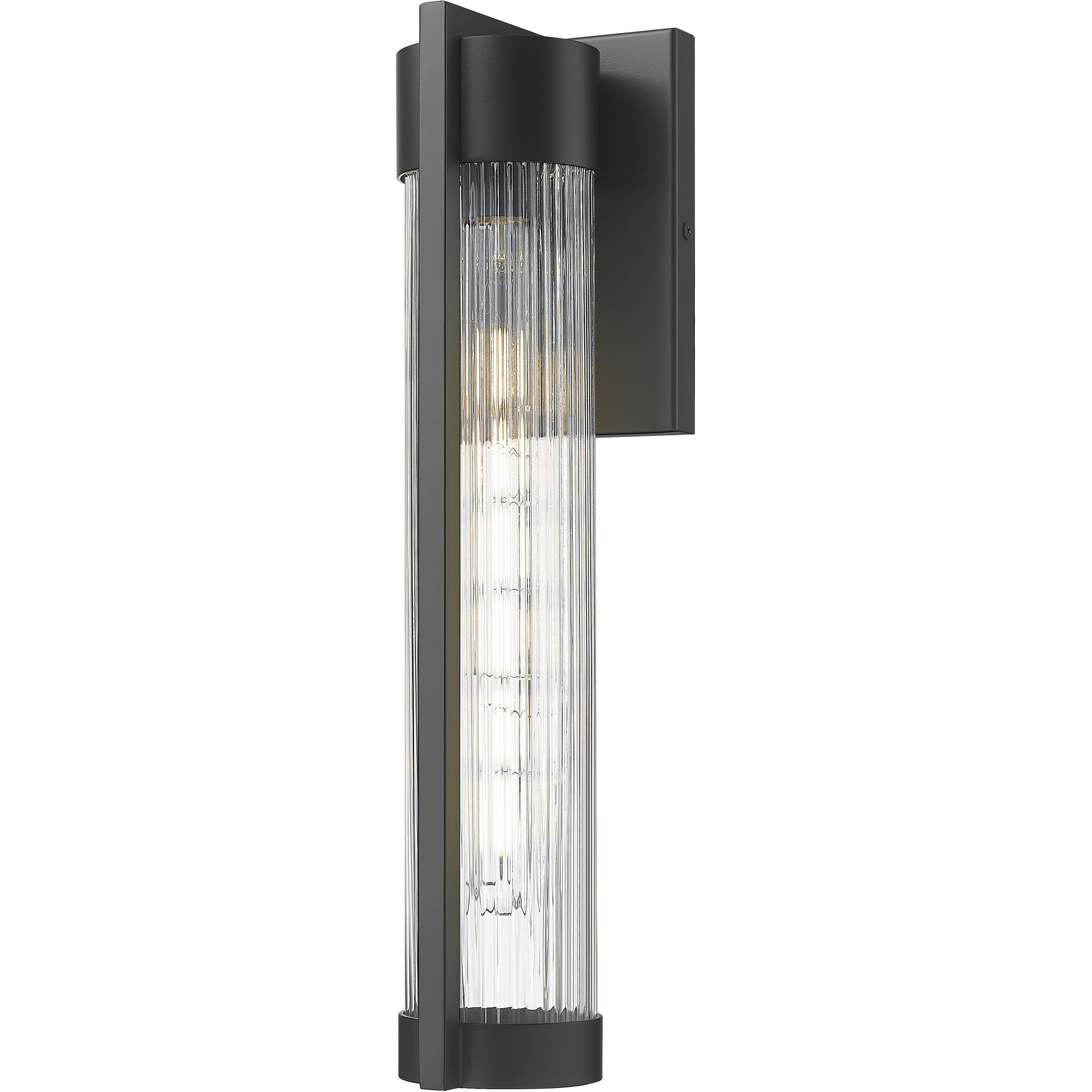 Stratford 1 Light 16.63 inch Matte Black Outdoor Sconce in Striped Clear Glass