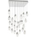 Beyond Martini LED 28 inch Polished Nickel Multi-Light Pendant Ceiling Light in Optic Haze, Square Canopy