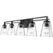 Lyna 5 Light 38.75 inch Matte Black Vanity Wall Light