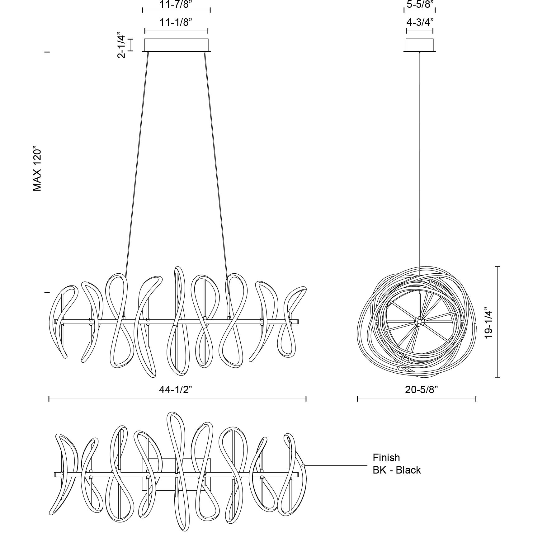 Collide LED 20.63 inch Black Chandelier Ceiling Light