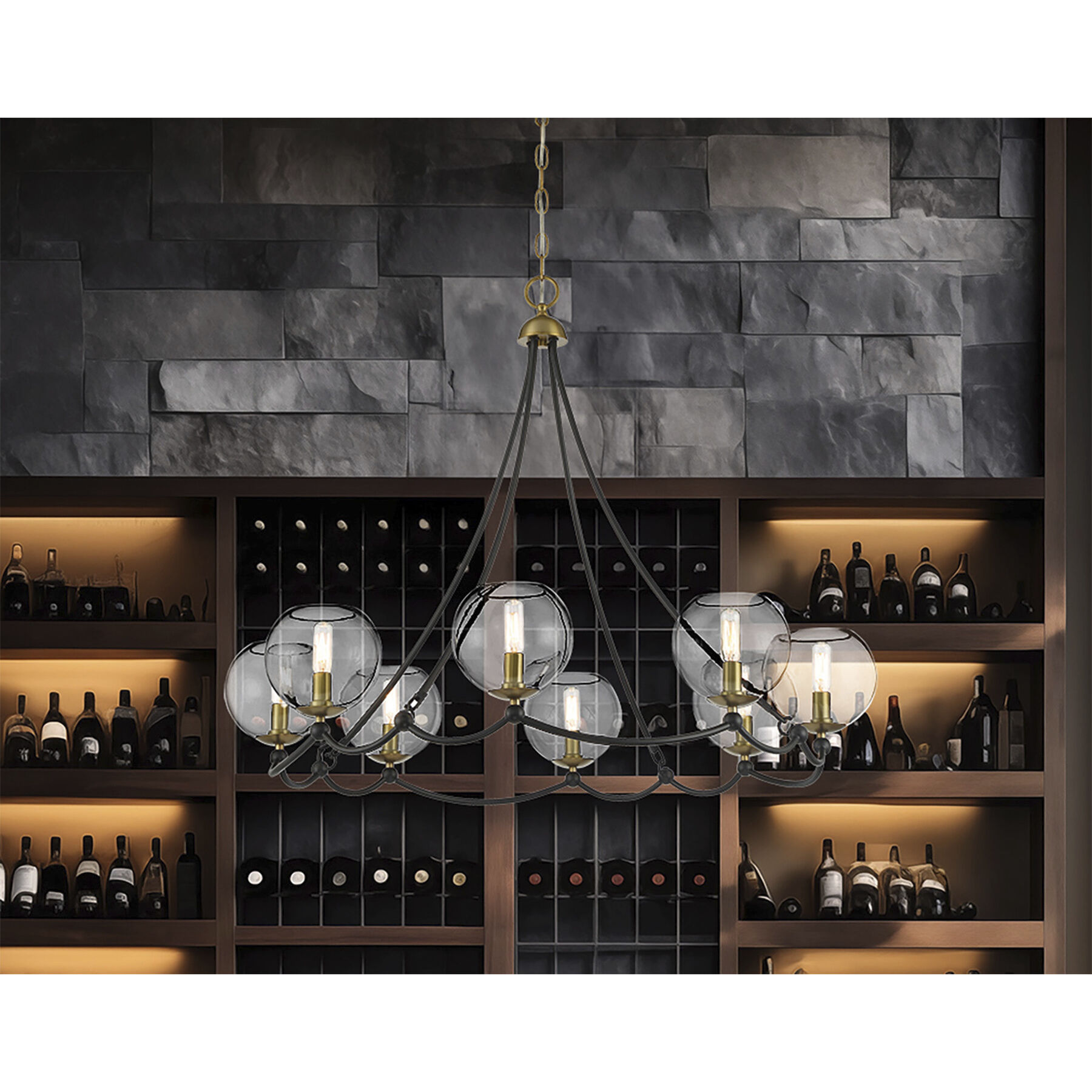 Vantage Kearney Park 8 Light 35 inch Coal and Soft Brass Chandelier Ceiling Light