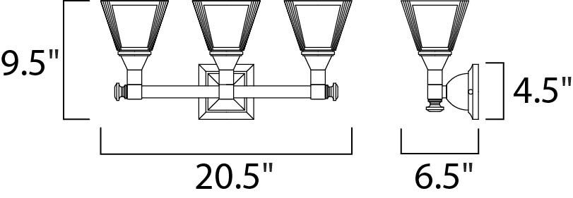 Brentwood 3 Light 20.5 inch Satin Nickel Bath Light Wall Light