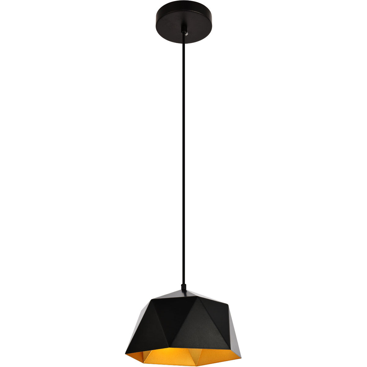 Arden 1 Light 10 inch Black with Golden Inside Pendant Ceiling Light