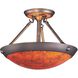 Diamante 2 Light 15 inch Pewter with Orange Semi Flush Mount Ceiling Light