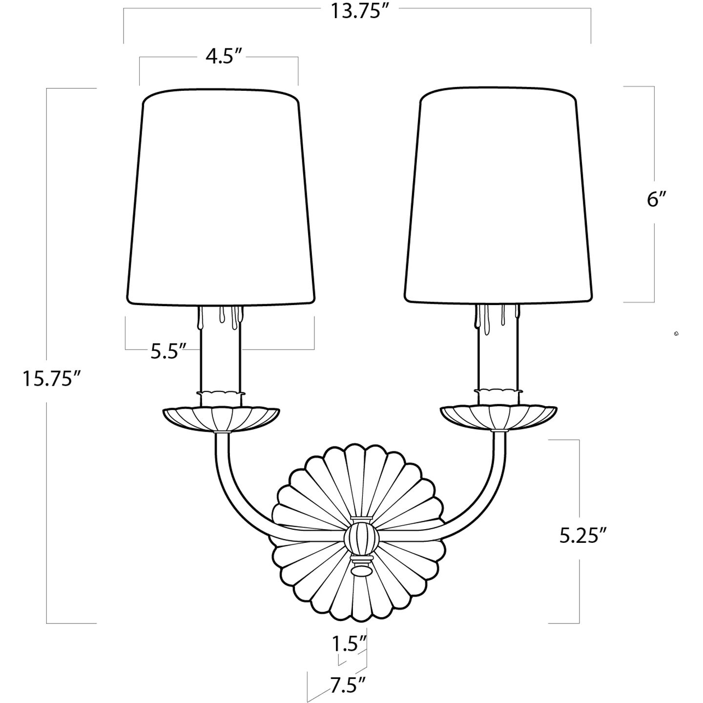 Clove 2 Light 13.75 inch Antique Gold Leaf Wall Sconce Wall Light, Double