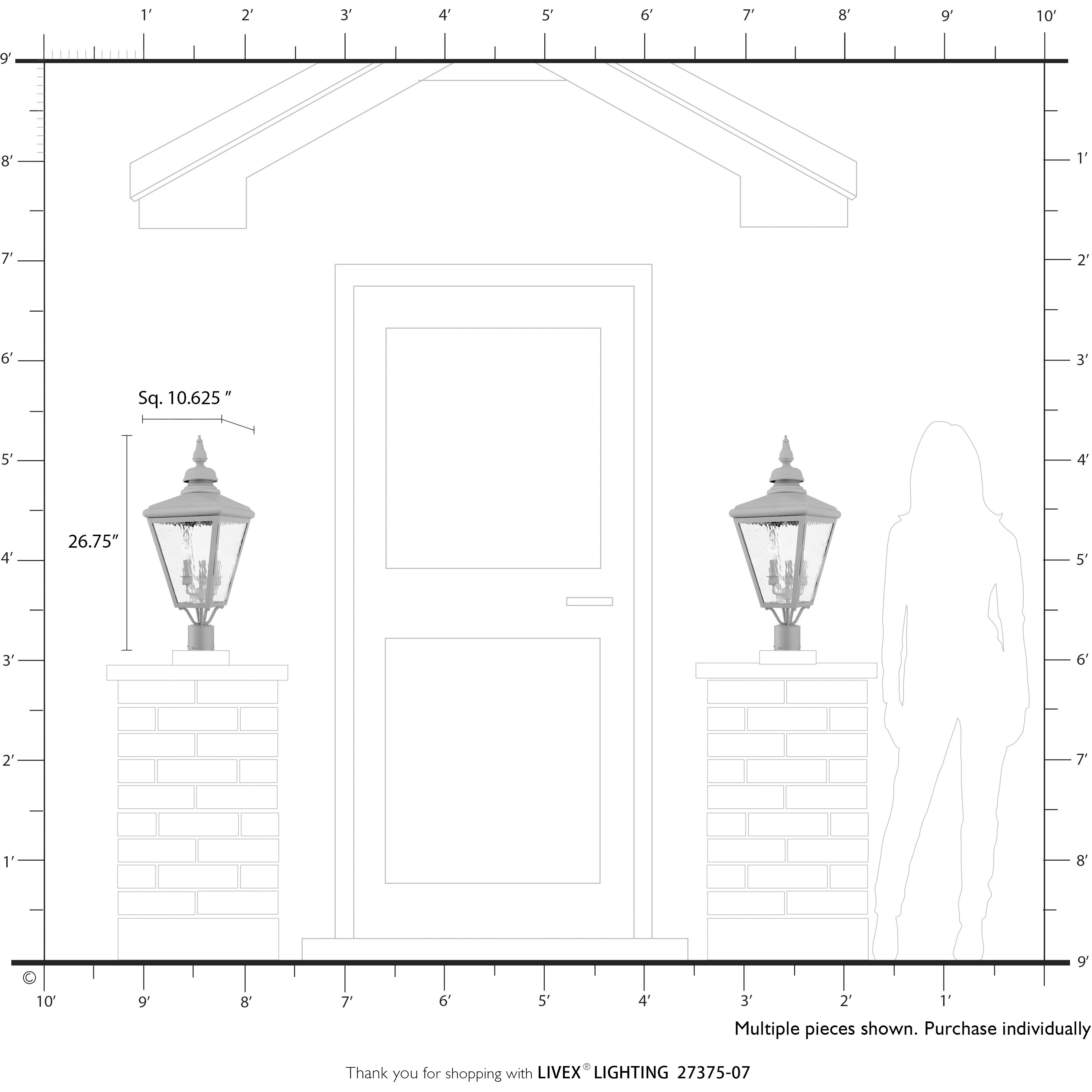 Adams 3 Light 26.75 inch Bronze with Antique Brass Finish Cluster Outdoor Large Post Top Lantern