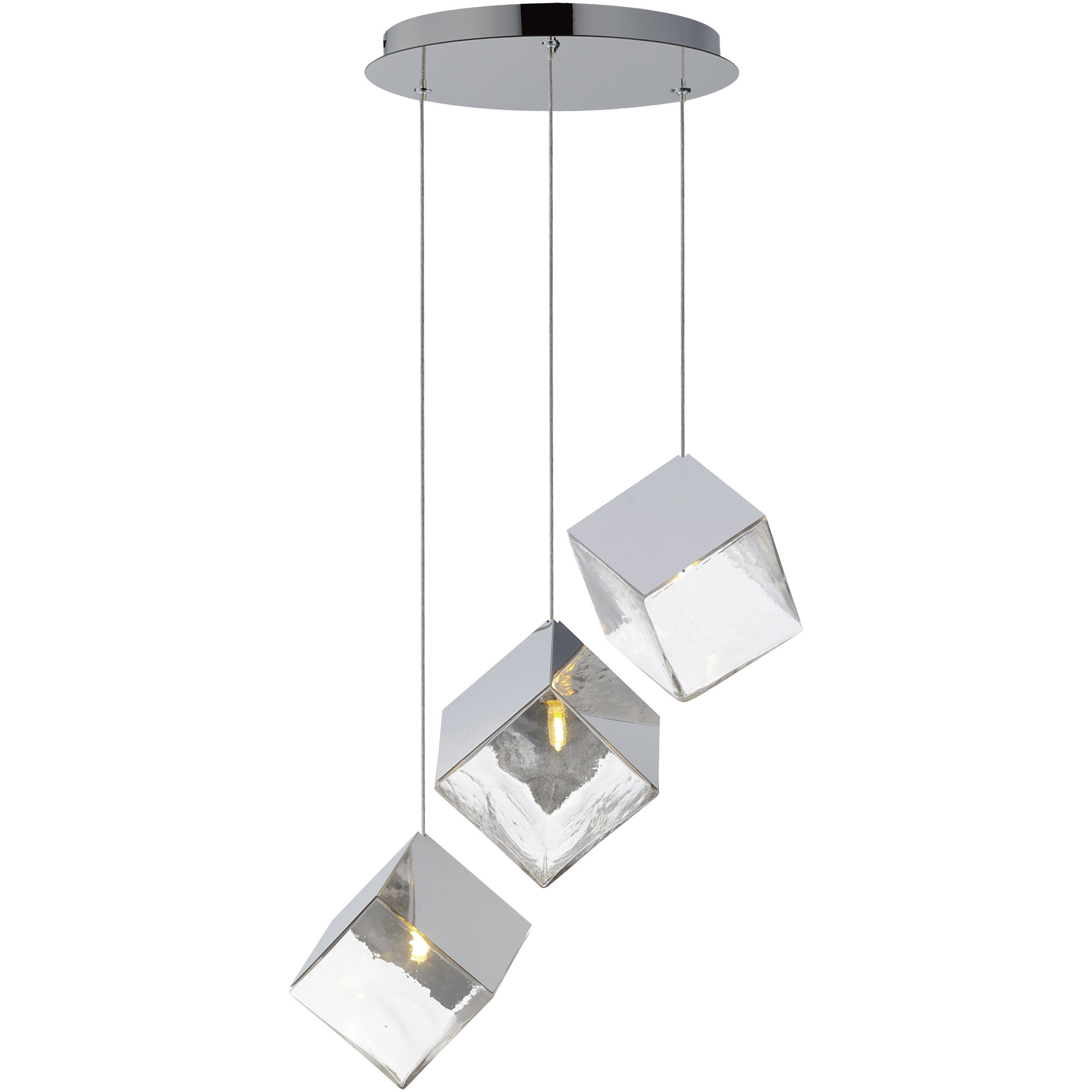 Ice Cube LED 18.5 inch Polished Chrome Multi Light Pendant Ceiling Light