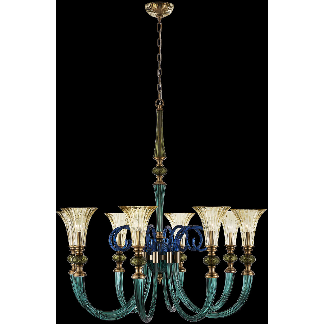 Tinta 8 Light 42 inch Winter Brass Pendant Ceiling Light