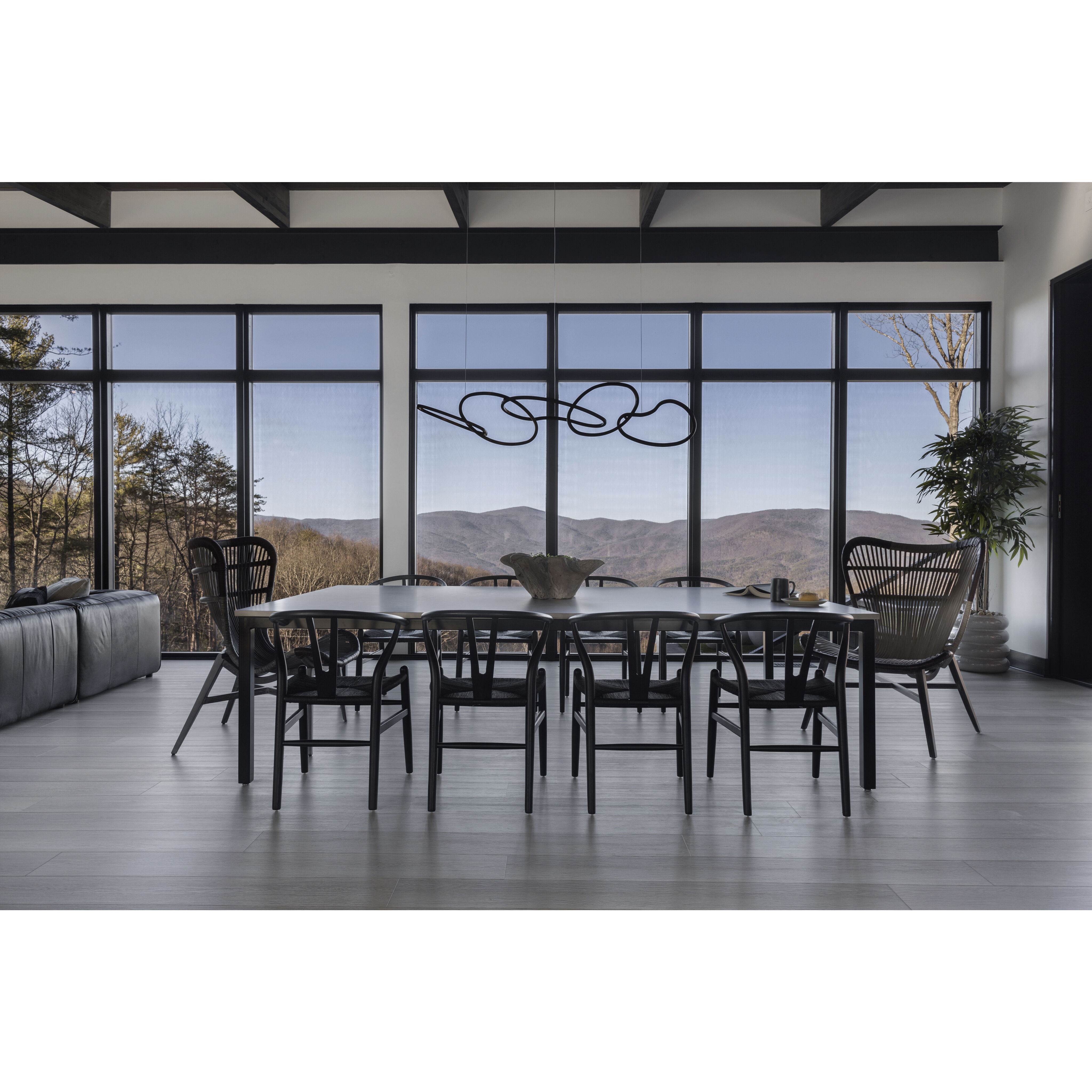 Unity LED 55 inch Black Chrome Linear Pendant Ceiling Light