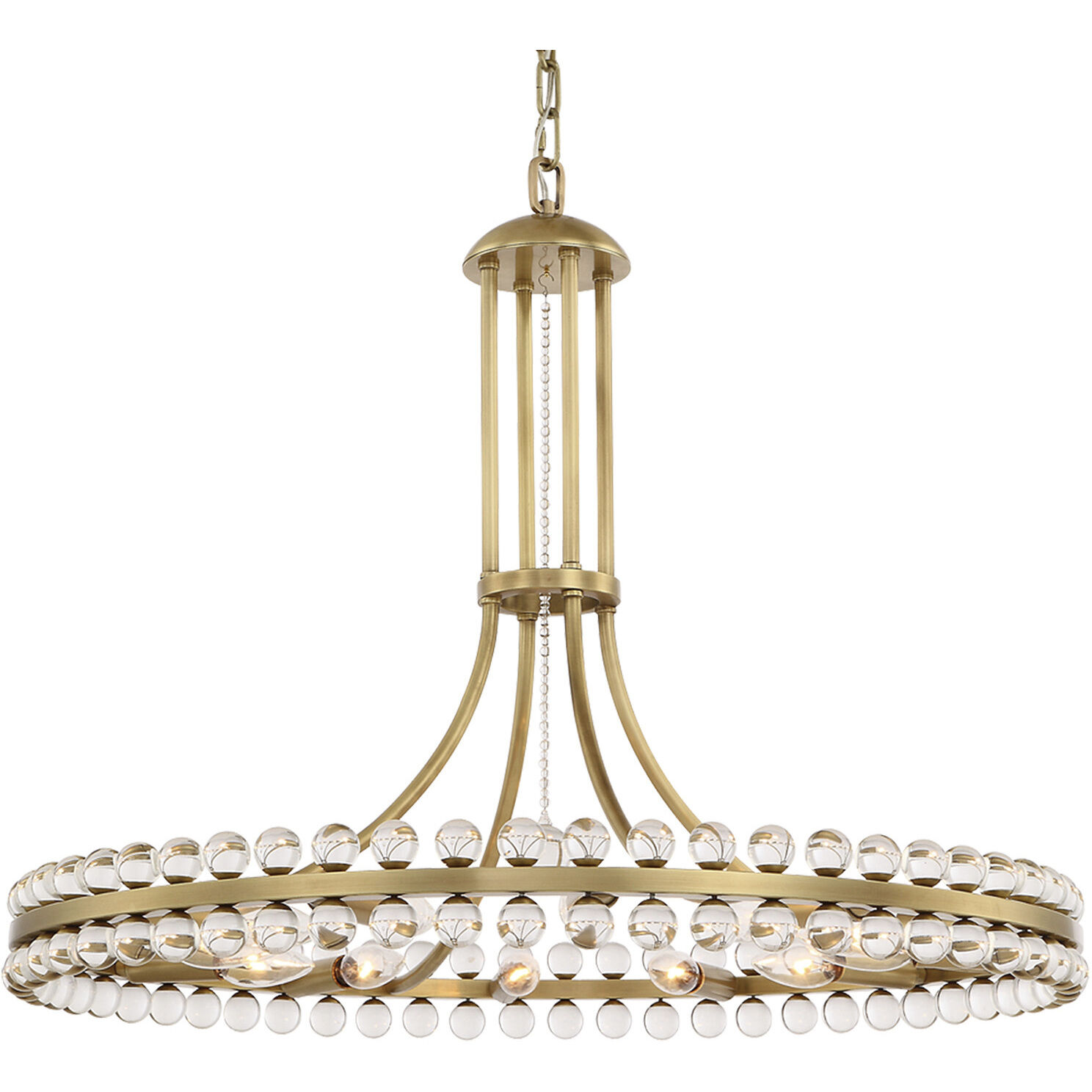 Clover 8 Light 22.5 inch Aged Brass Chandelier Ceiling Light