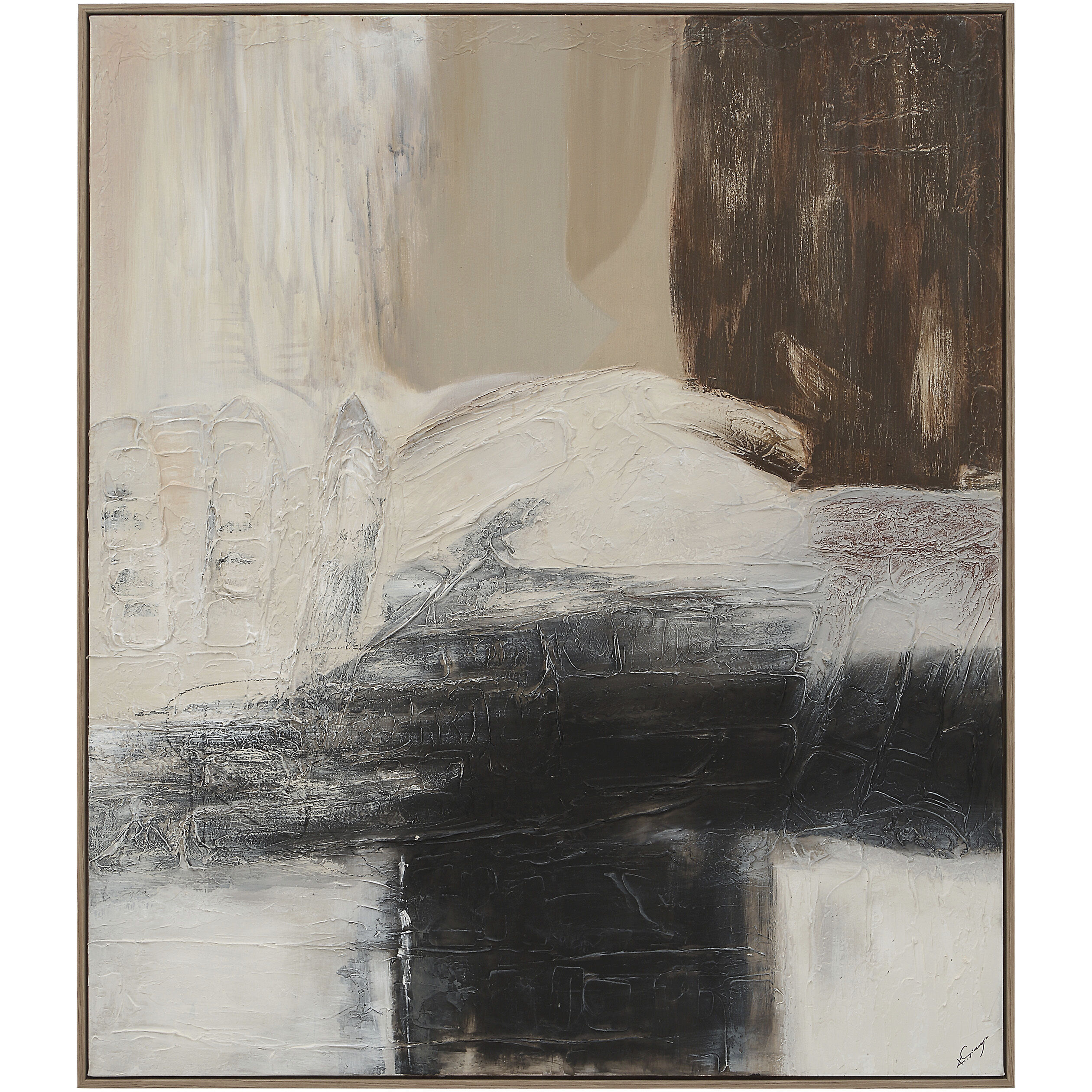 Cane Multicolor and Medium Walnut Canvas Art