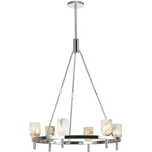 Lucian 6 Light 31.5 inch Polished Nickel and Alabaster Chandelier Ceiling Light