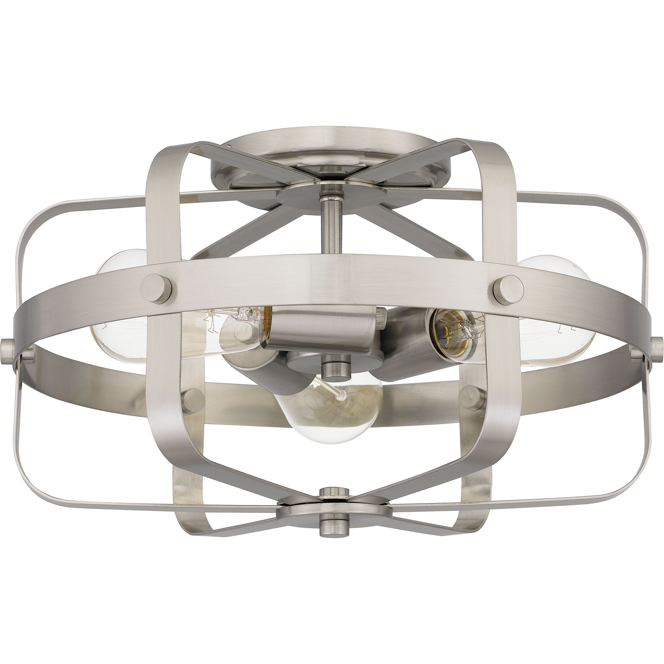 Manzel 3 Light 14 inch Brushed Nickel Flush Mount Ceiling Light