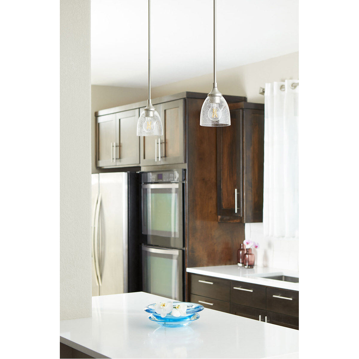 Barkley 1 Light 6 inch Satin Nickel Pendant Ceiling Light in Clear Seeded