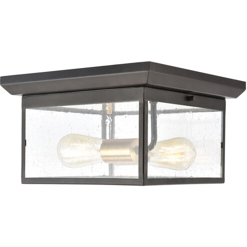 Forty Fort 2 Light 12 inch Matte Black with Brushed Brass Outdoor Flush Mount