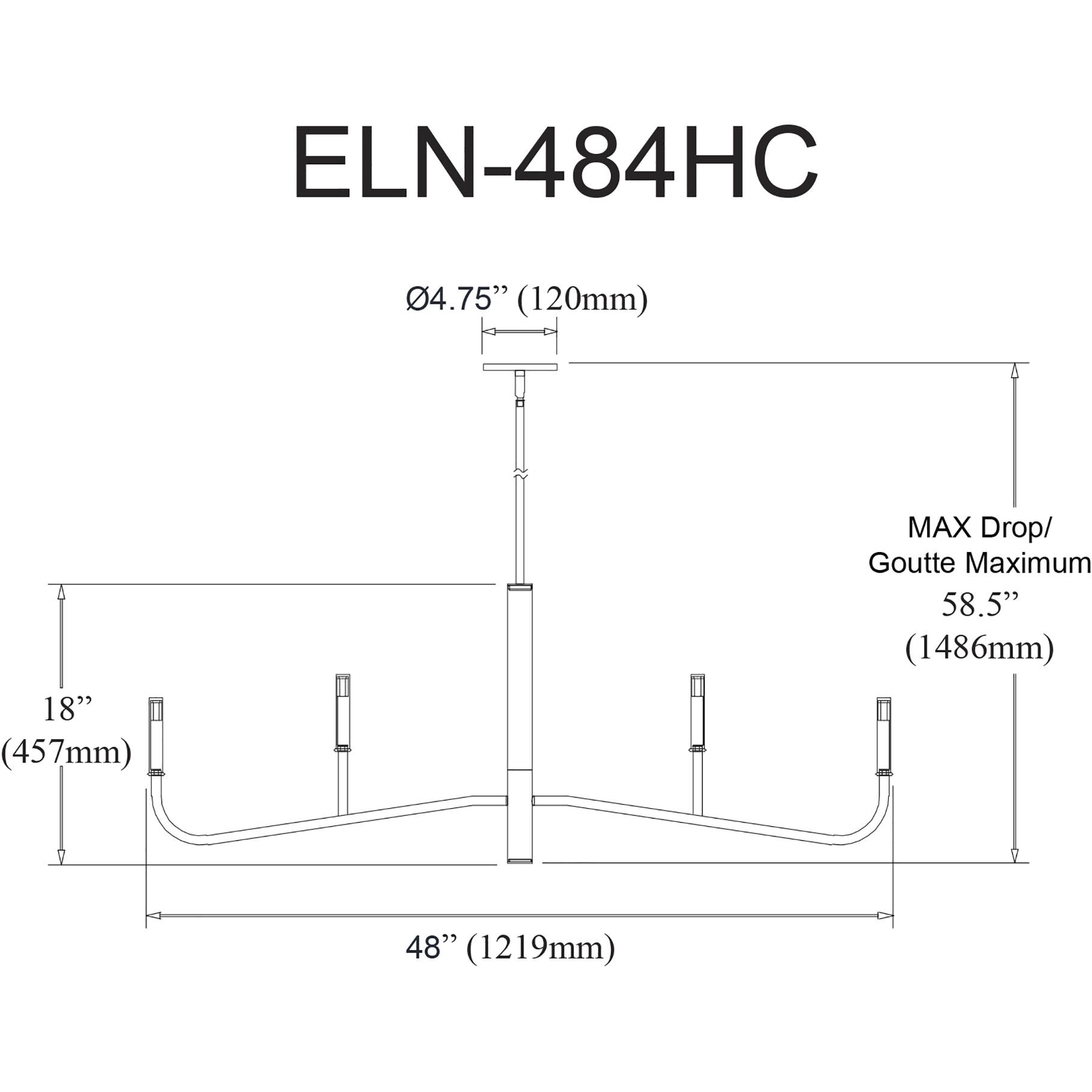 Eleanor 4 Light 48 inch Aged Brass Horizontal Chandelier Ceiling Light