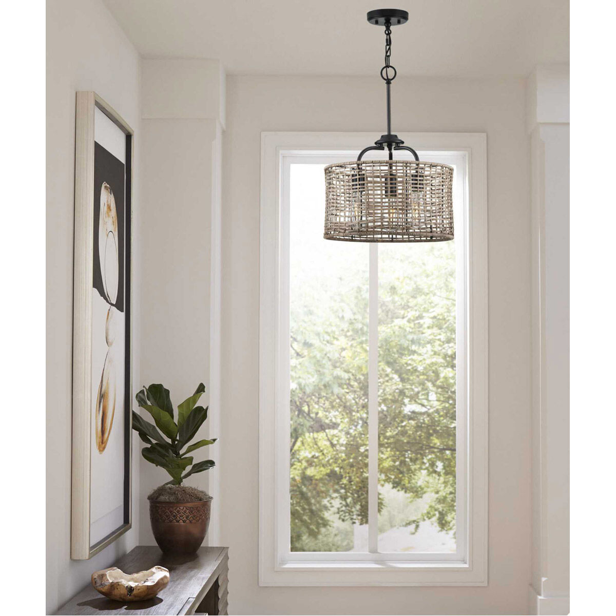 Lavelle 3 Light 16 inch Matte Black Semi Flush Mount Ceiling Light, Pendant Convertible