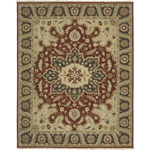 Danila 36 X 24 inch Burgandy / Beige / Dark Brown / Light Olive / Olive Handmade Rug