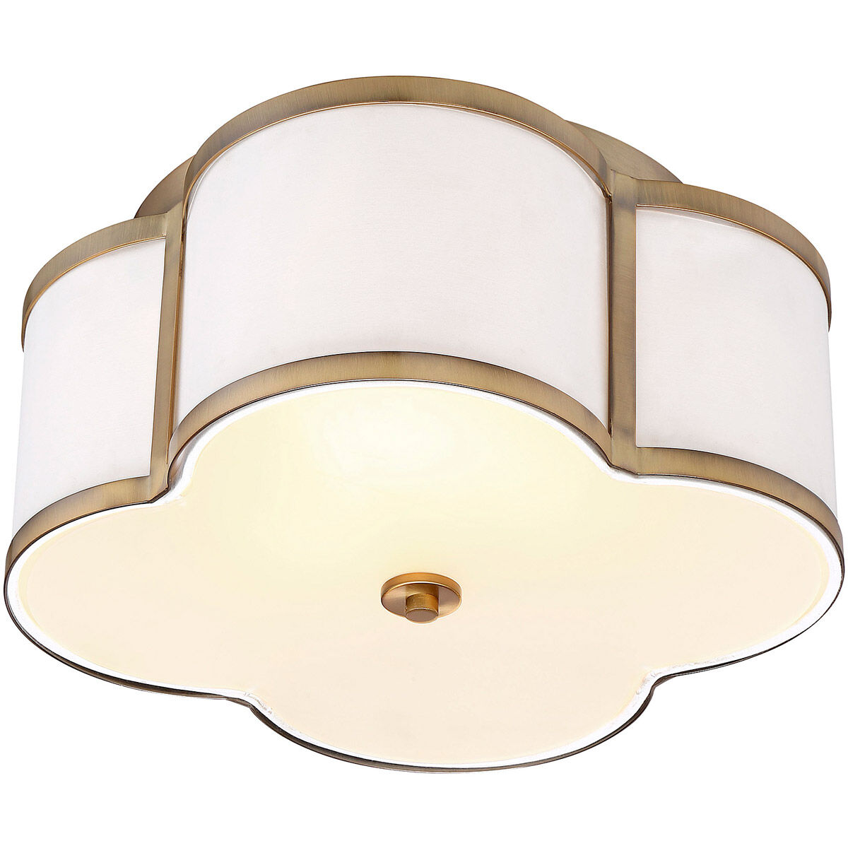 Traditional 3 Light 16 inch Natural Brass Flush Mount Ceiling Light