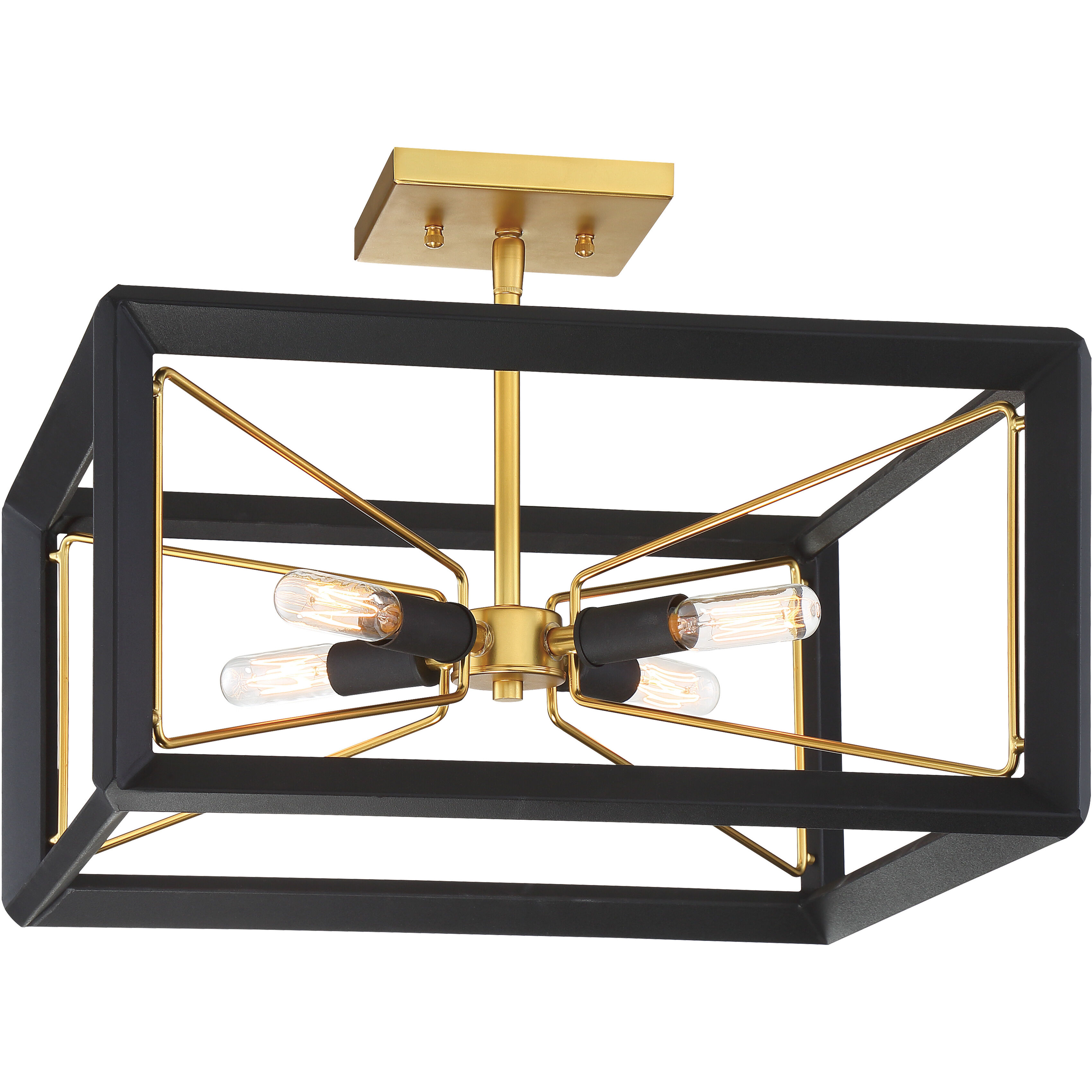 Sable Point 4 Light 16.5 inch Sand Coal With Honey Gold Semi Flush Ceiling Light