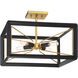 Sable Point 4 Light 16.5 inch Sand Coal With Honey Gold Semi Flush Ceiling Light