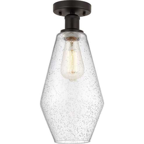 Edison Cindyrella 1 Light 7 inch Oil Rubbed Bronze Semi-Flush Mount Ceiling Light in Seedy Glass