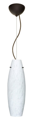 Tara 1 Light Bronze Pendant Ceiling Light in Carrera Glass, Incandescent