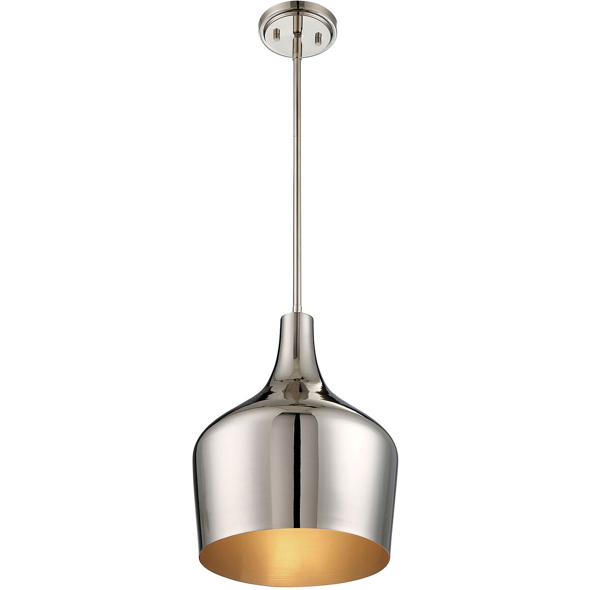 Modern 1 Light 10.5 inch Polished Nickel Pendant Ceiling Light