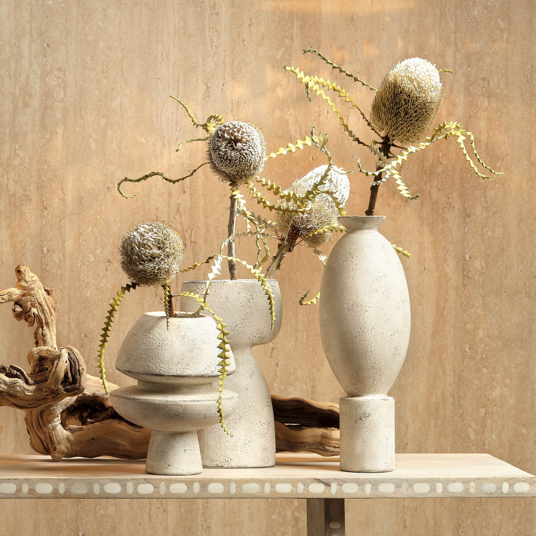 Elevated 15.75 X 6 inch Decorative Vase in Off White Ceramic