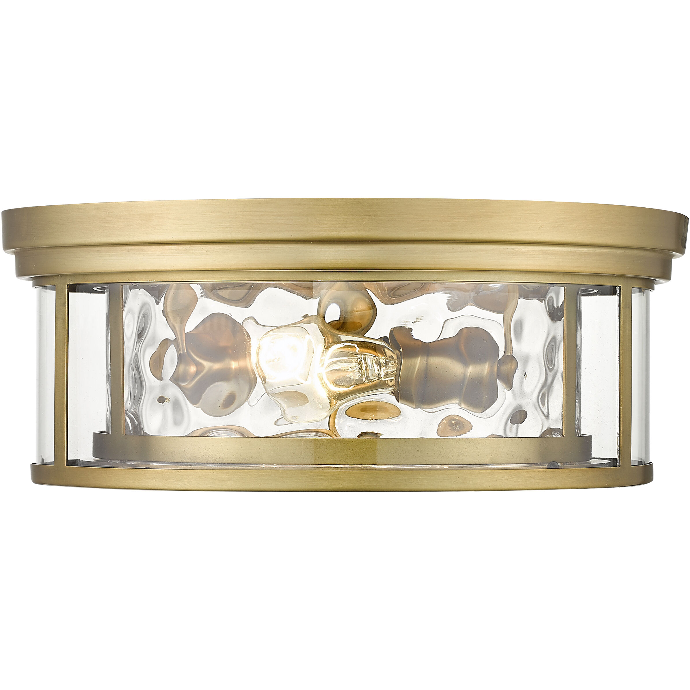 Clarion 3 Light 16 inch Rubbed Brass Flush Mount Ceiling Light in Rubbed Bronze