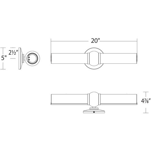 Juliet LED 20 inch Chrome Bath Vanity & Wall Light, dweLED