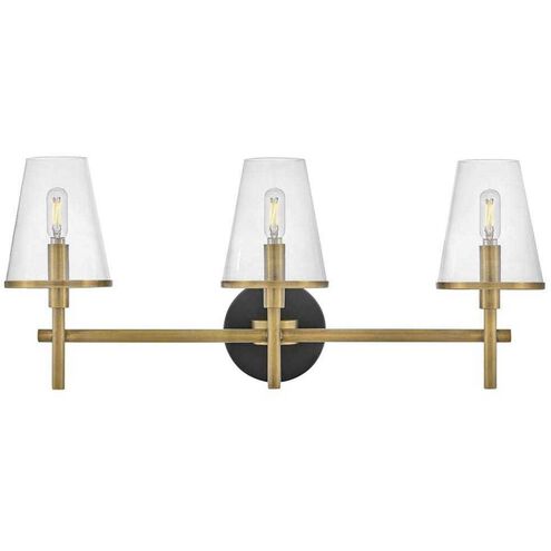 Marten 3 Light 25 inch Heritage Brass Bath Light Wall Light