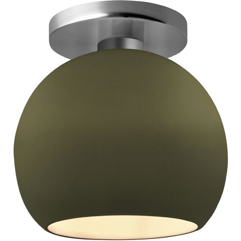 Radiance 1 Light 10 inch Matte Green and Brushed Nickel Semi Flush Ceiling Light