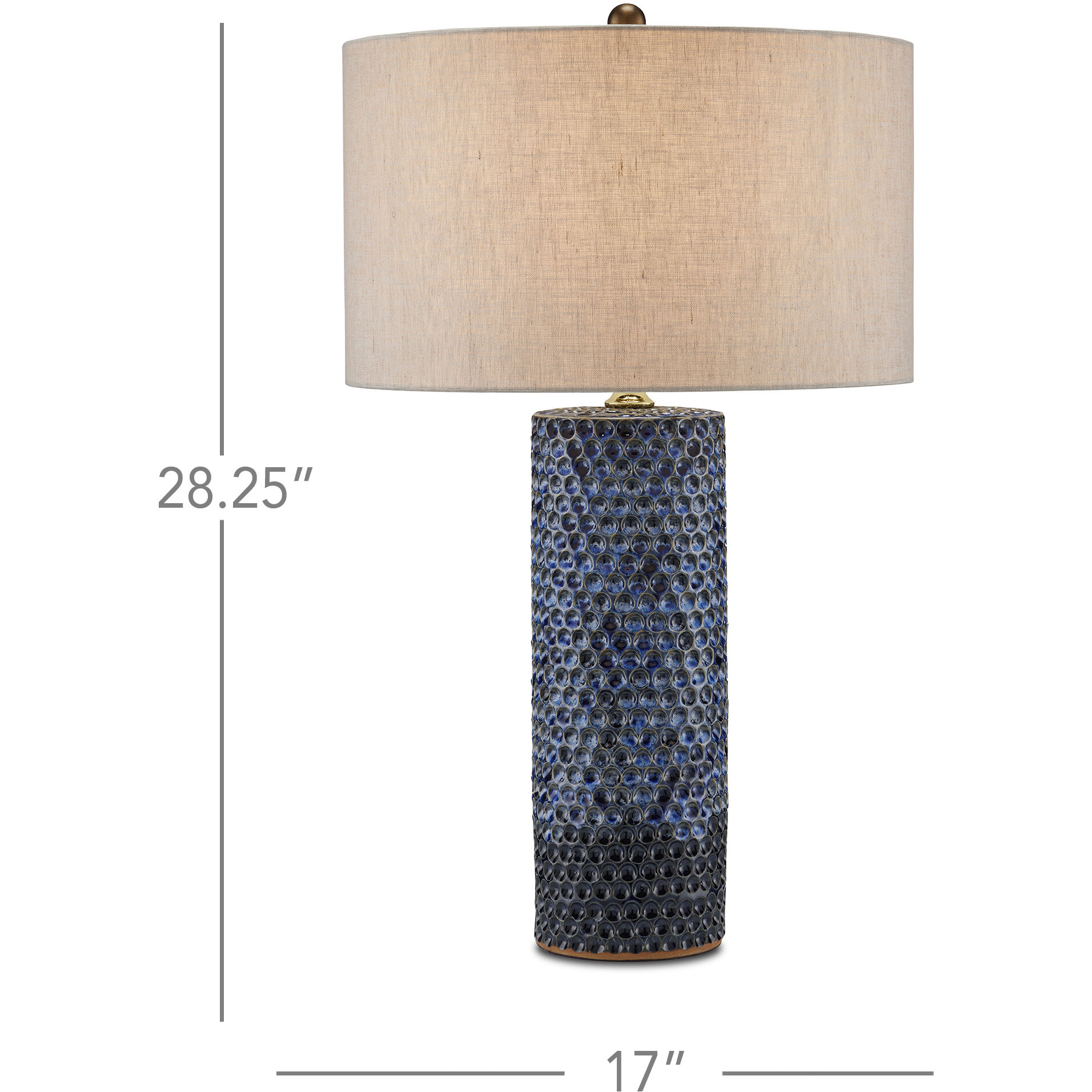 Polka Dot 28.25 inch 150 watt Reactive Blue and Polished Brass Table Lamp Portable Light