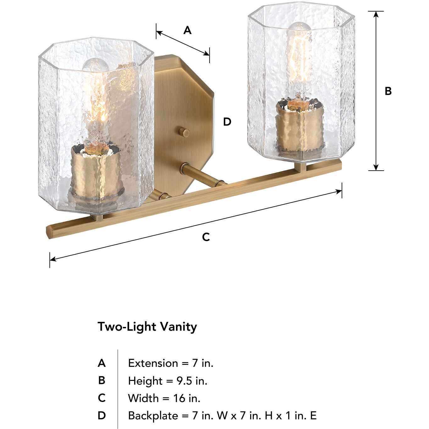 Haven 2 Light 16 inch Old Satin Brass Vanity Light Wall Light