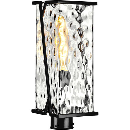 Waterfall 1 Light 18 inch Matte Black with Clear Outdoor Post Light