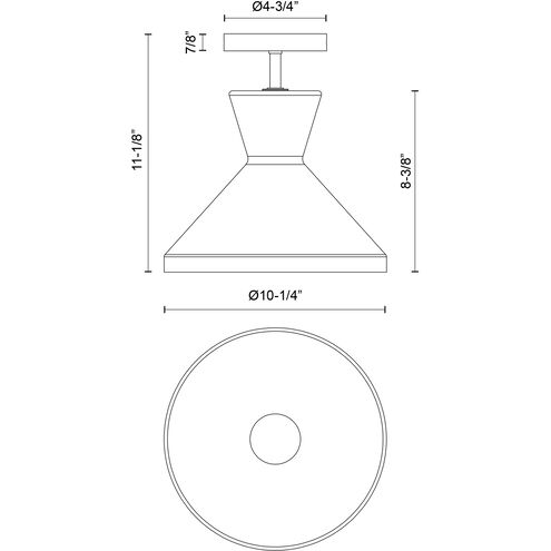 Alora Mood Betty 1 Light 10.25 inch Matte Black Semi Flush Mount Ceiling Light