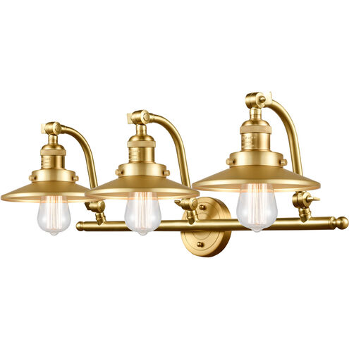 Franklin Restoration Railroad 3 Light 28 inch Satin Gold Bath Vanity Light Wall Light, Franklin Restoration