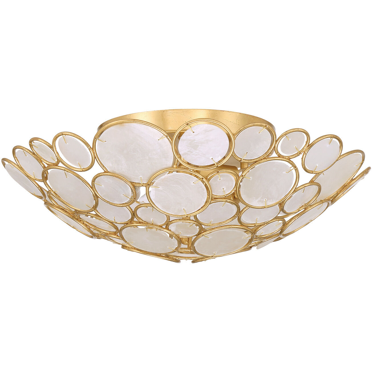 Palla 3 Light 16 inch Antique Gold Semi Flush Ceiling Light