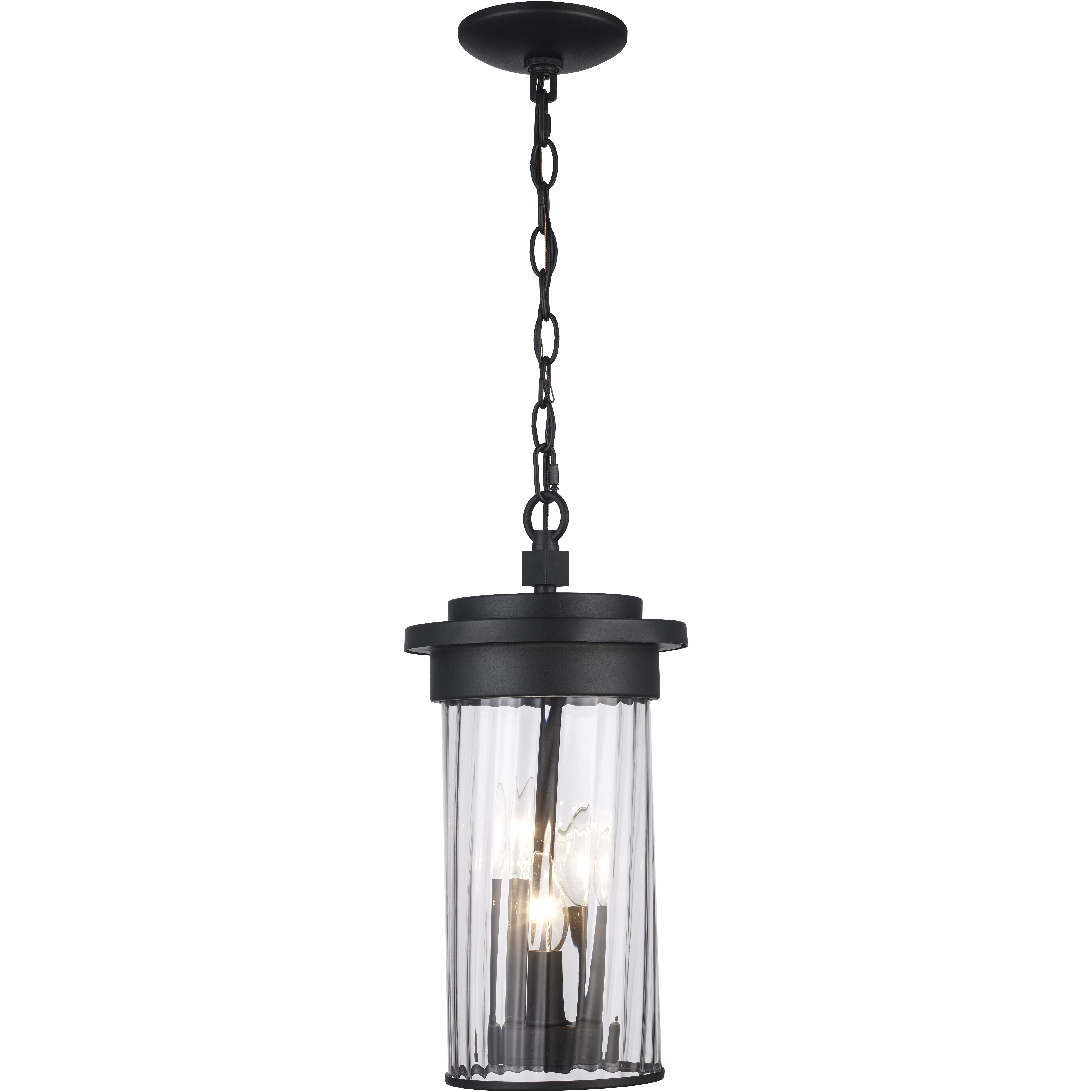 Carmel 3 Light 8 inch Black Outdoor Pendant