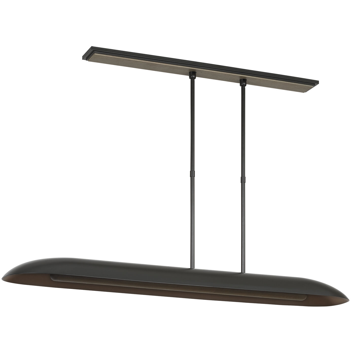 Anne-Marie Barton Remi Linear Pendant Ceiling Light in Matte Carbon and Warm Walnut