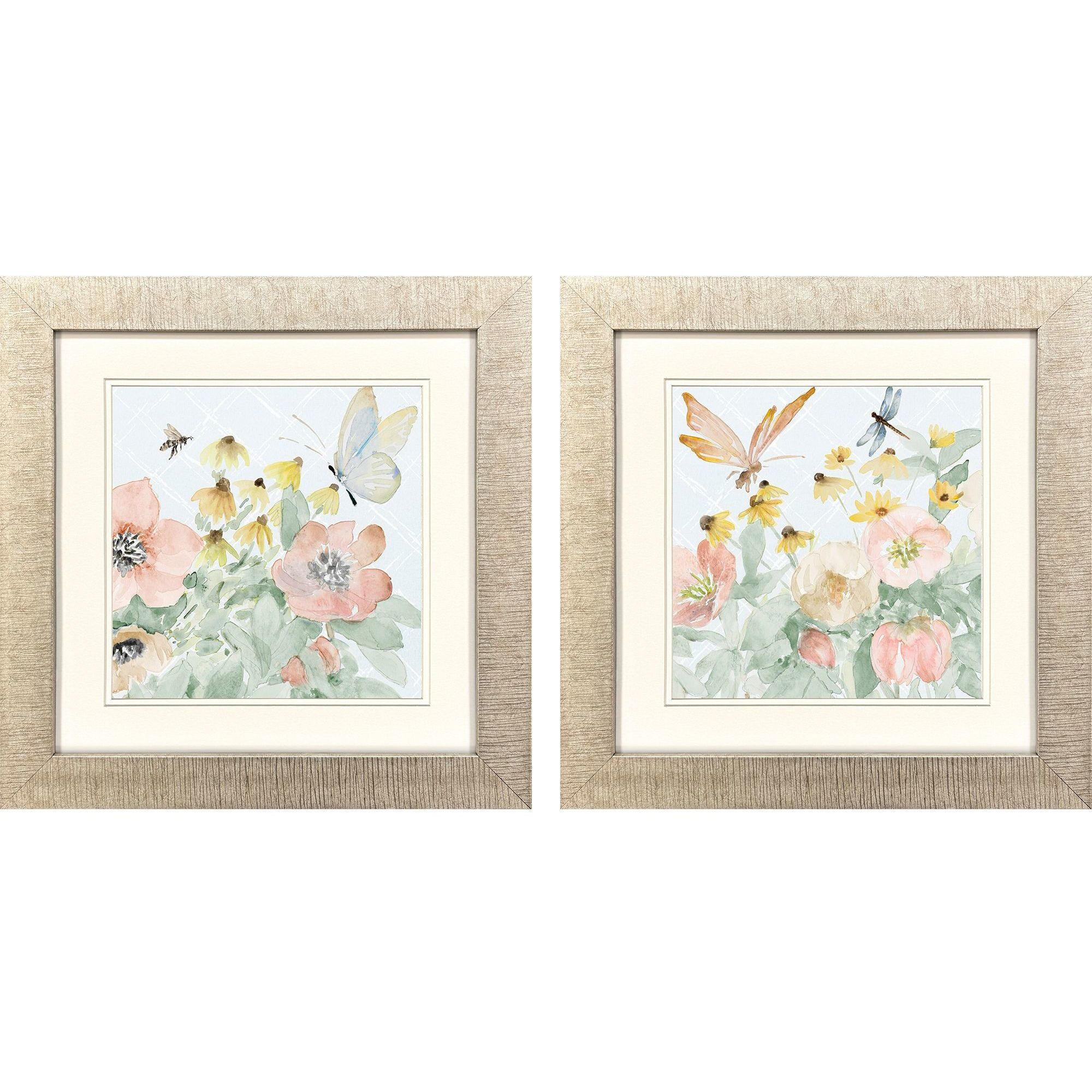 Garden Joy Pink and Green and Blue and Yellow Framed Art, Propac