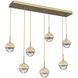 Cabochon LED 46.1 inch Gilded Brass with Travertine Stone Linear Multi-Pendant Ceiling Light in Clear, 2700K LED