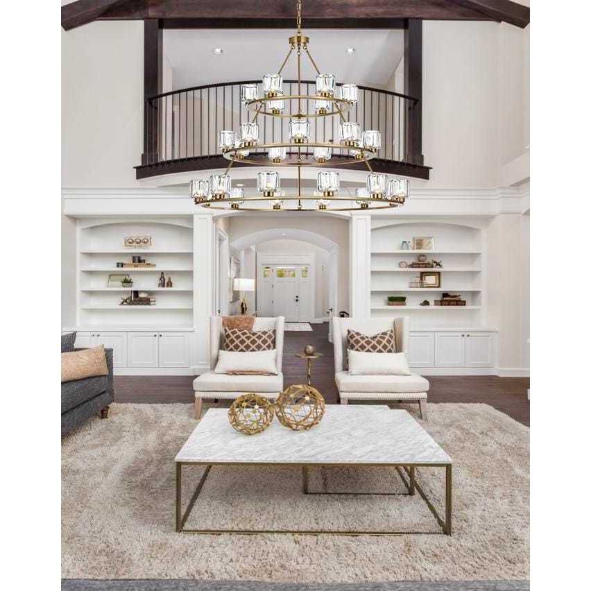 Cadence 27 Light 48 inch Satin Gold Chandelier Ceiling Light