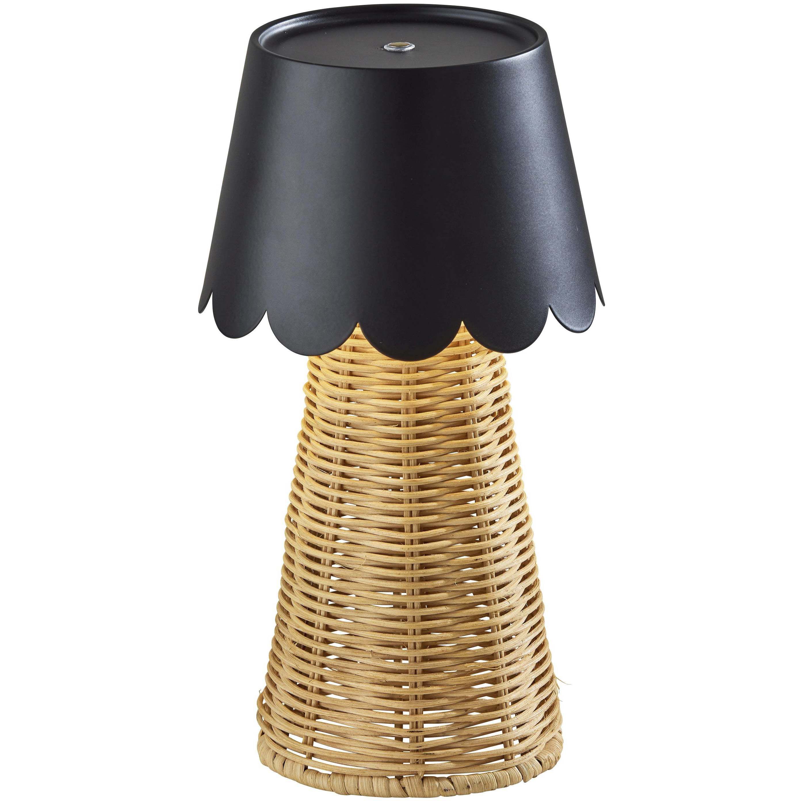 Tory 9.75 inch 2.00 watt Black and Rattan Cordless Table Lamp Portable Light