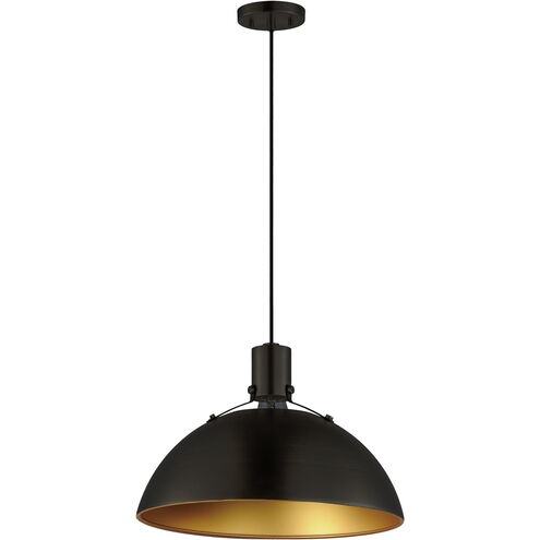 Dawn 1 Light 15 inch Antique Brass / Black Single Pendant Ceiling Light