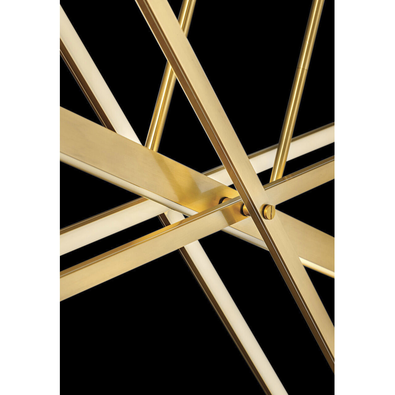 Tangent LED 36 inch Lacquered Brass Chandelier Ceiling Light, Linear & Oval